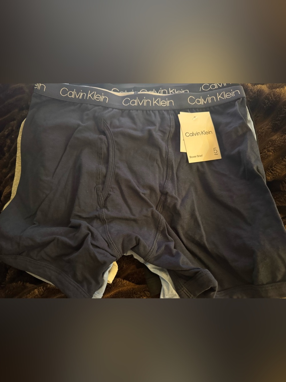 Calvin Klein Navy men ' Boxer Briefs with Logo Waistband